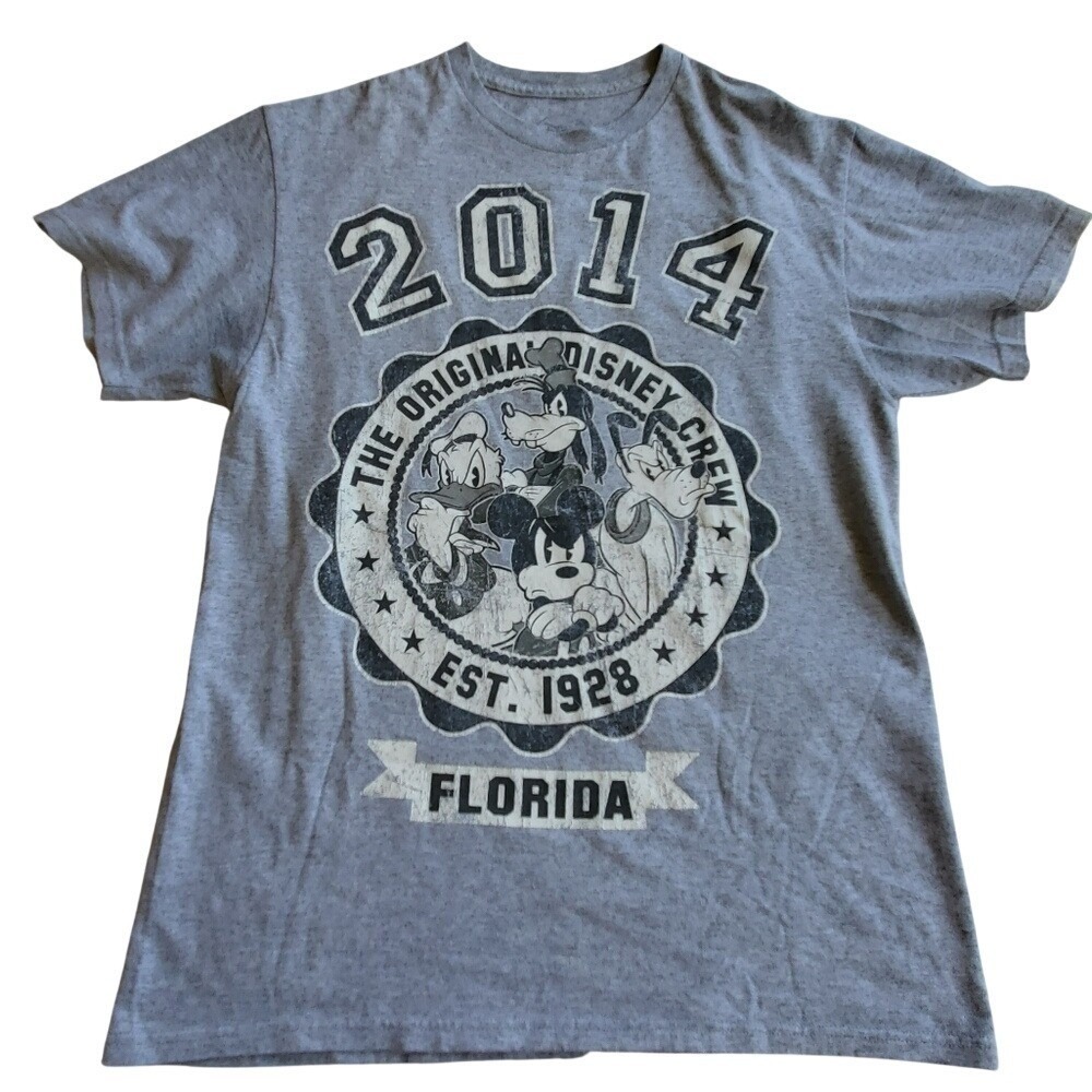 Walt Disney Florida 2014 T-Shirt The Original Disney Crew‎ Heather Gray Medium